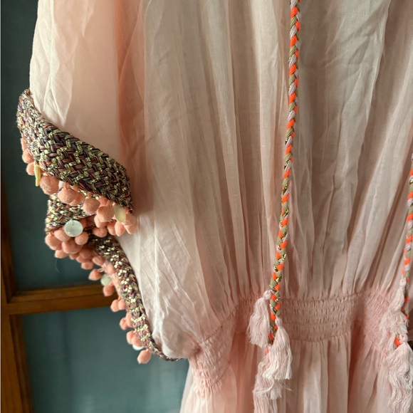 Shiraleah Blush Kaftan with Pom-Pom Trim - Picture 3 of 6